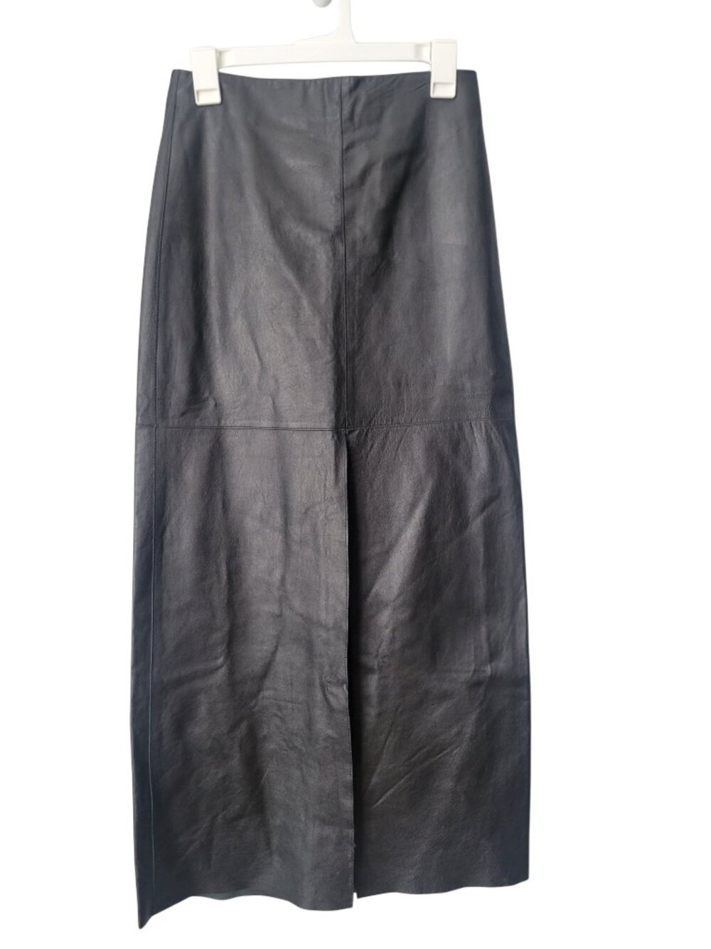Y2K bebe Lambskin Leather Pencil Maxi Skirt with Front Slit -- NWT
